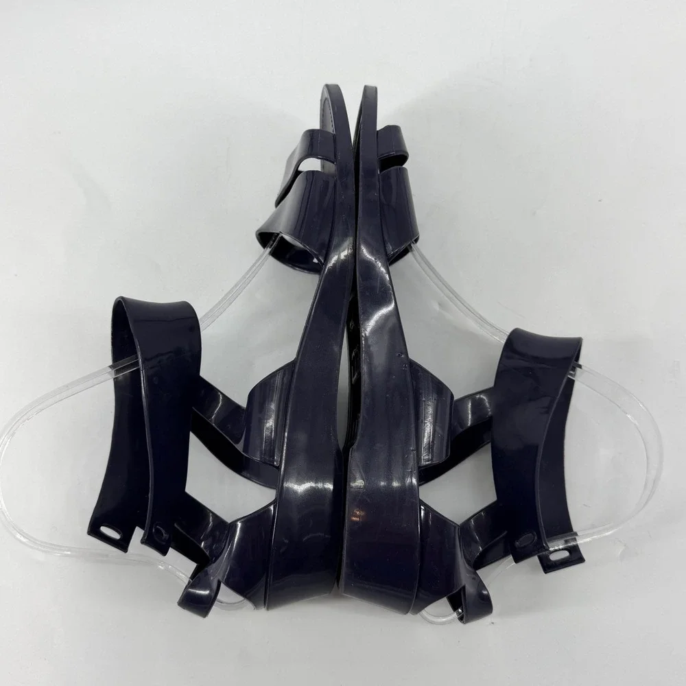 See By Chloe Navy Blue Jelly Wedge Sandals Made in Italy Size 40 Womens